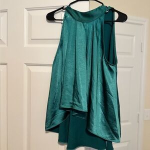 Elegant Teal Sleeveless Women's High Low Top